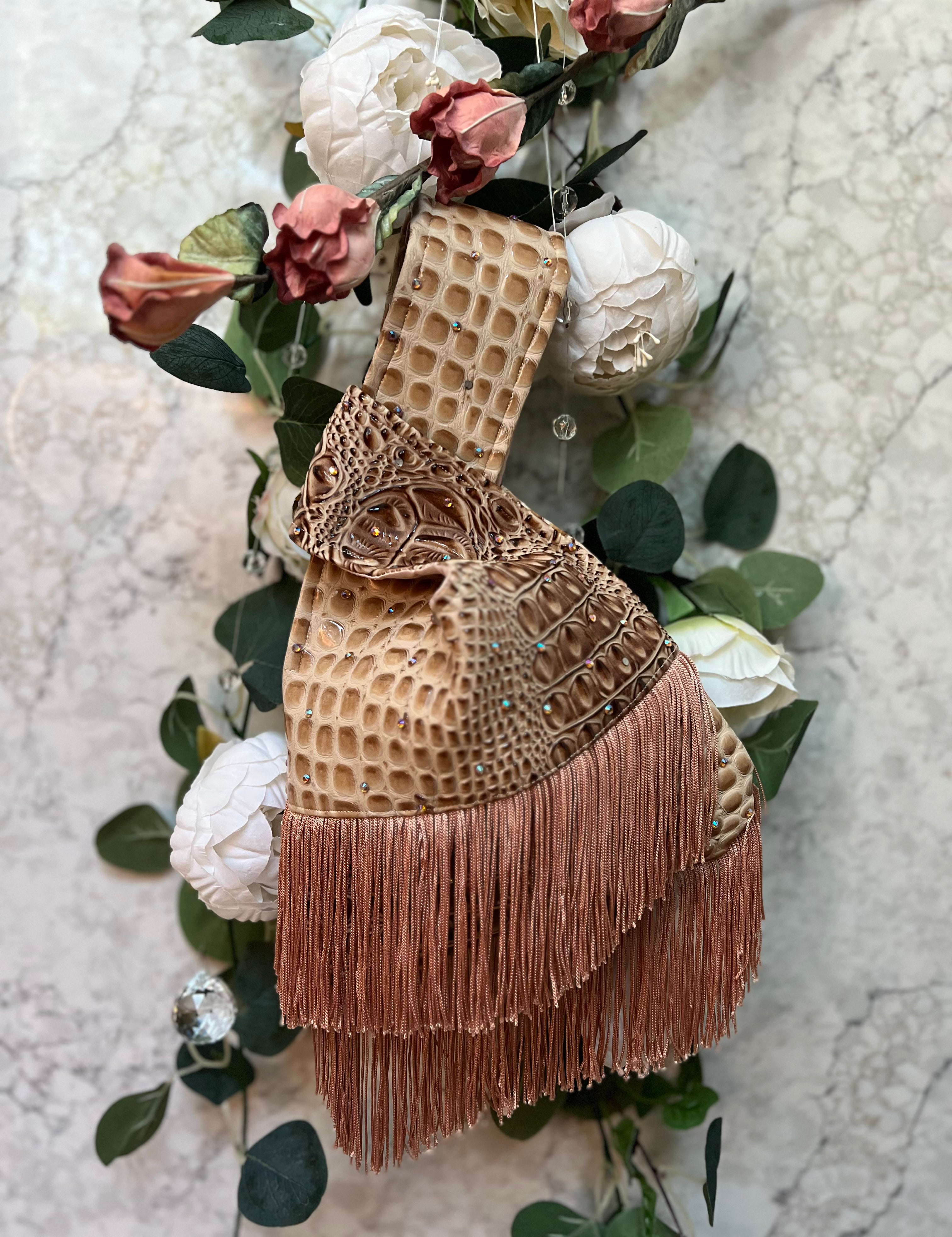 Knotty Purse with Double-Fringe and Jewels - Small