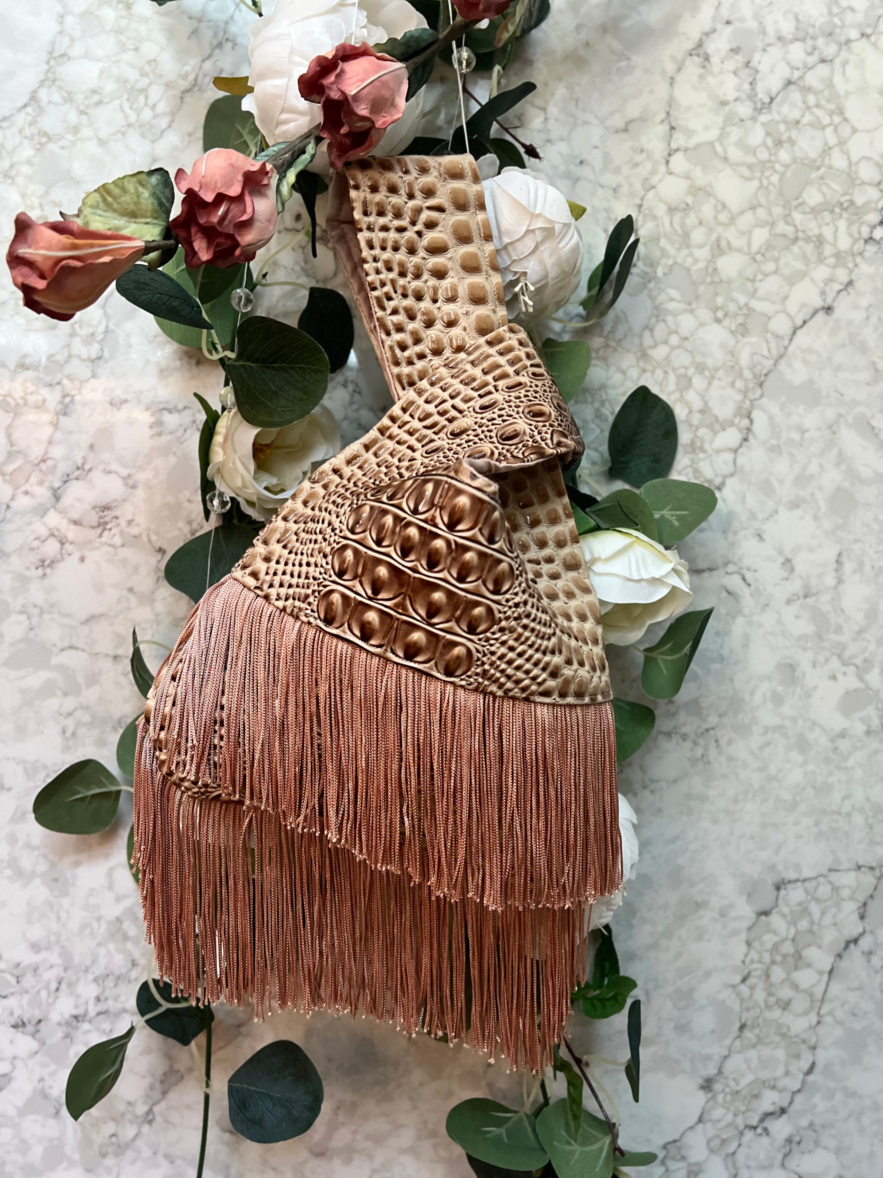 Knotty Purse with Double-Fringe and Jewels - Small