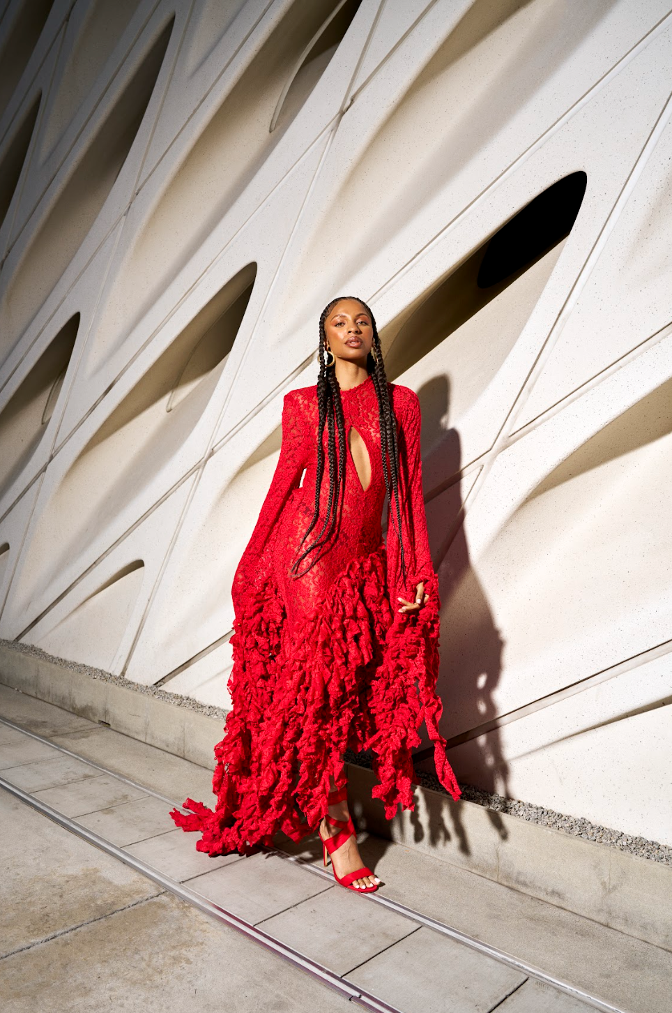 Wild Flame Ruffled Gown