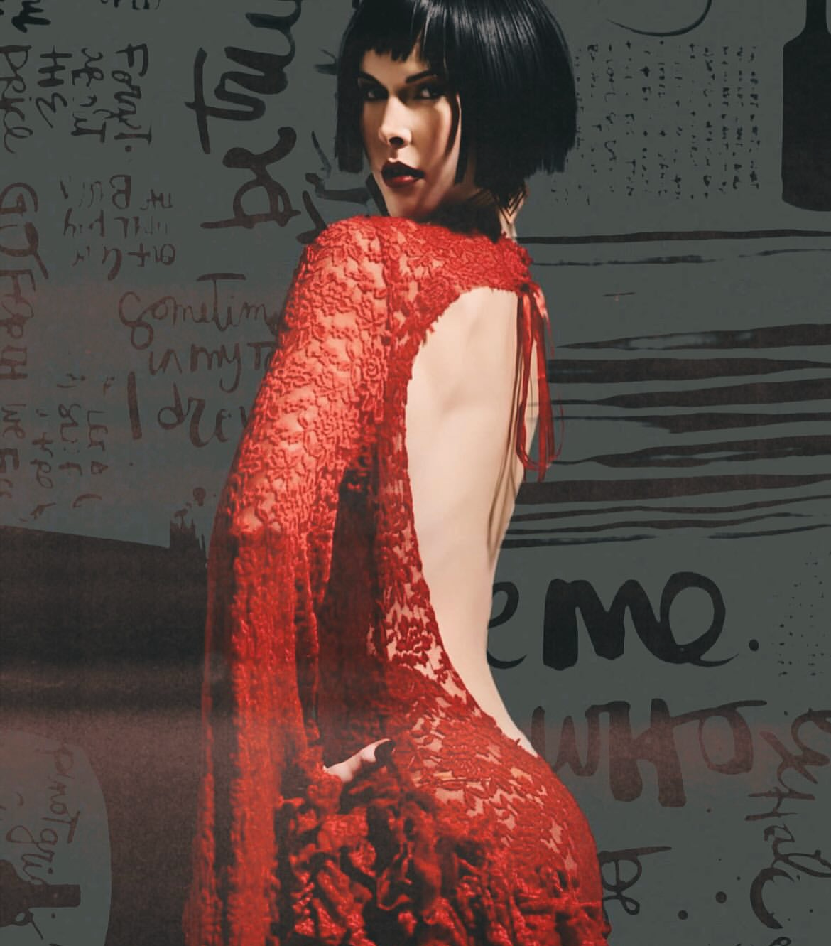 Person in a red dress with a blurred background 